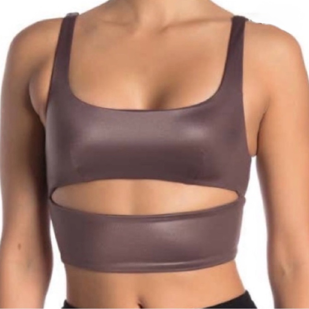 ALO yoga Slit Bra, brown metallic, size small